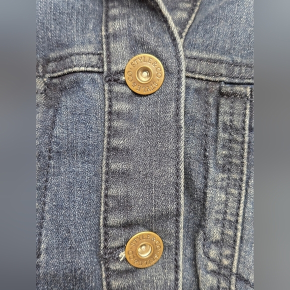 Style & Company Blue Denim Jean Jacket Adjustablw Sleeve Button Down M - Picture 3 of 8
